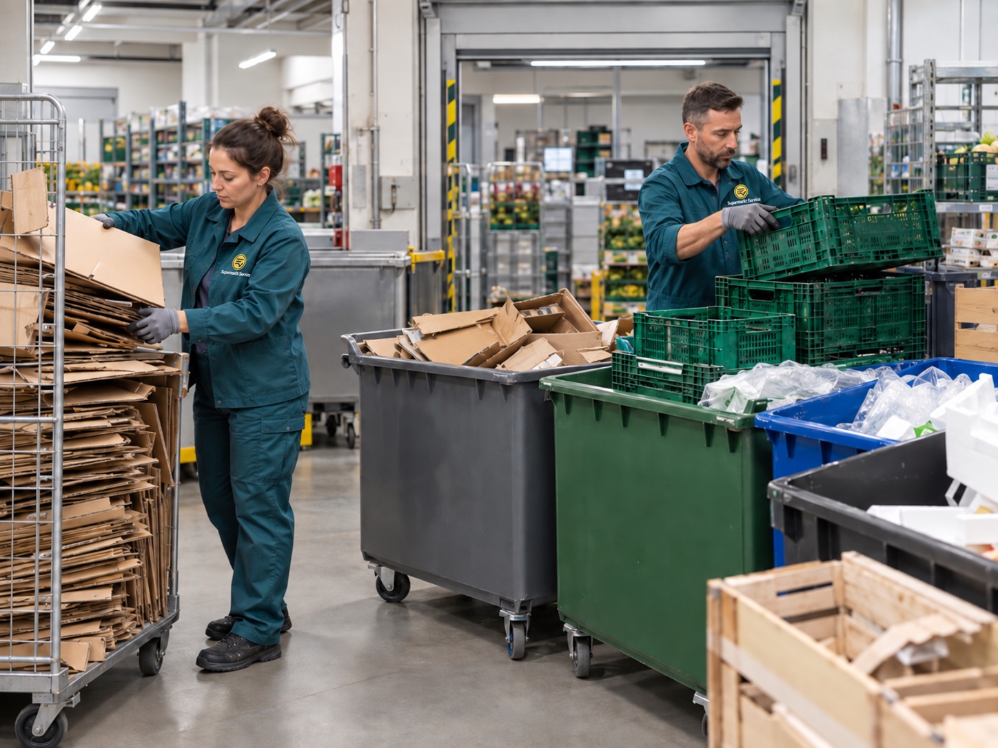Supermarkt-Service medewerker controleert retourstromen